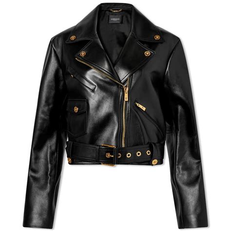 versace collection daunenjacke mit pelzkragen|Versace biker jacket.